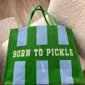 Green and Blue Tote Bag for pickleball